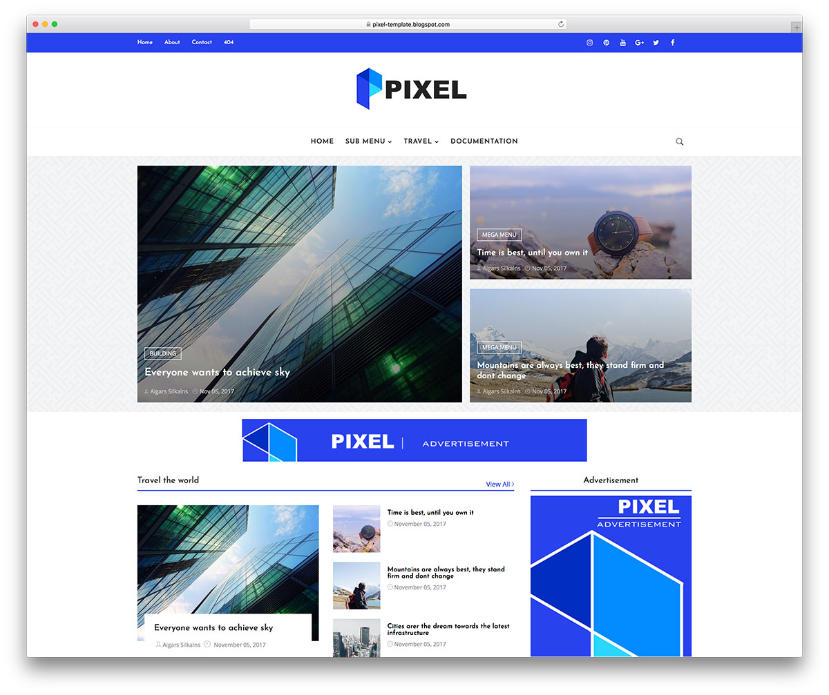 Pixel Blogger Template Premium